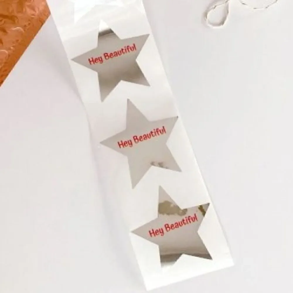 100- Hey Beautiful 2.5” Silver Package Stickers